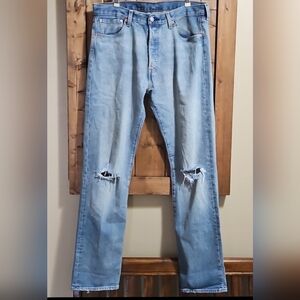 Levi's 501 Higher Mountain Light Wash Original Fit Straight Leg Jeans 34x34